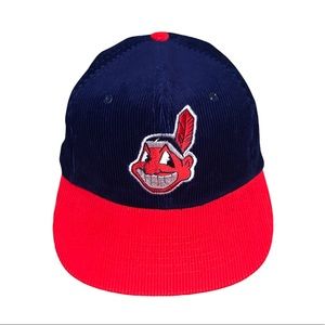 Vintage 90s Cleveland Indians Ultra 94 Corduroy Snapback Hat